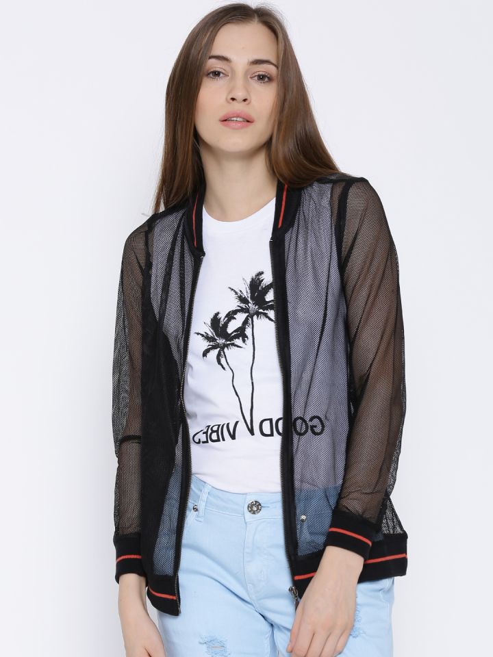 Black mesh top jacket womens