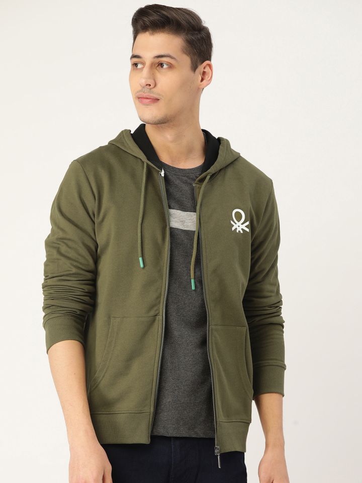 Buy United Colors Of Benetton Men Olive Green Solid Slim Fit