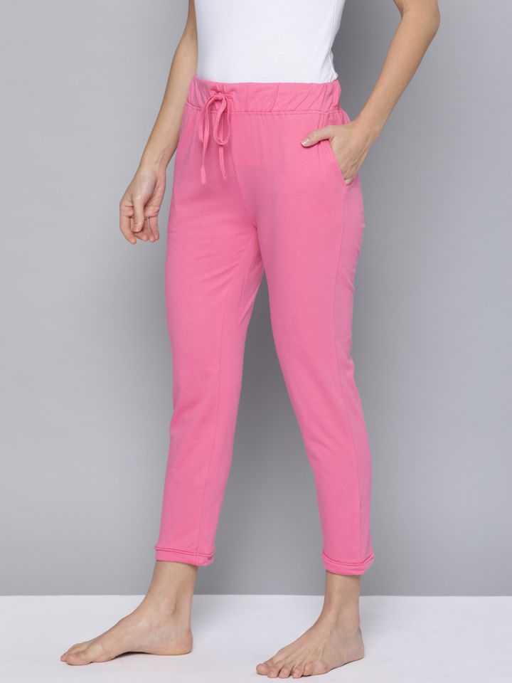 Buy HERE&NOW Women Pink Printed Cropped Lounge Pants - Lounge