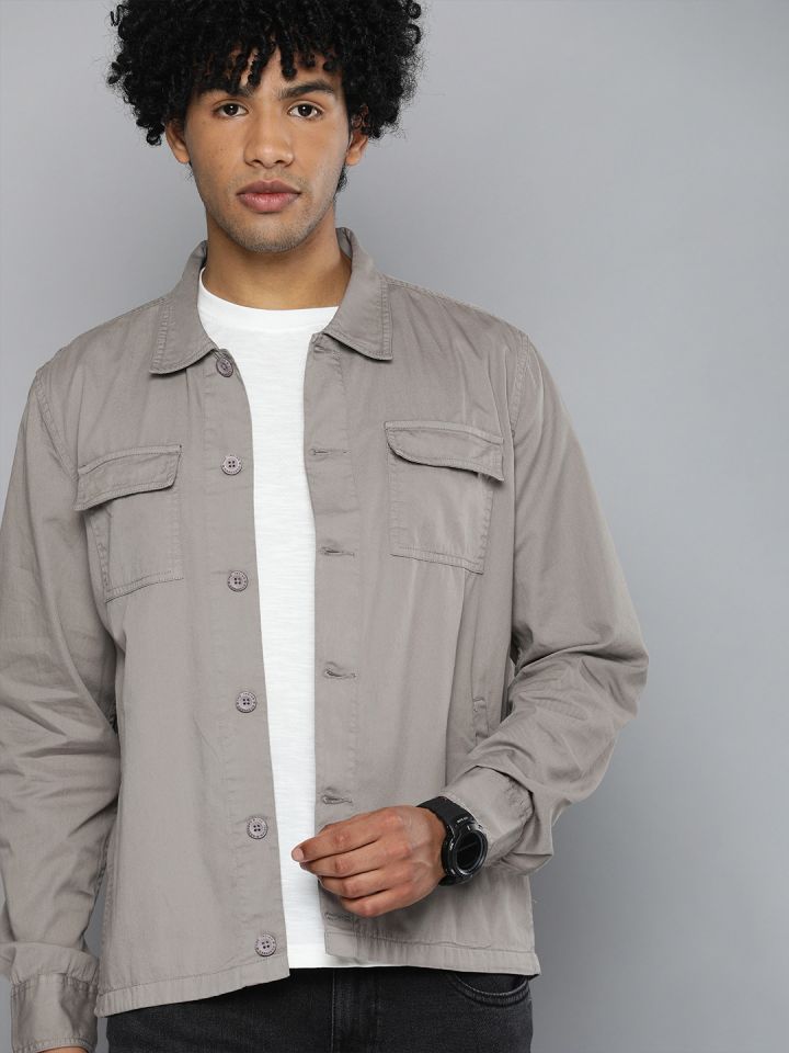 Grey best sale shacket mens