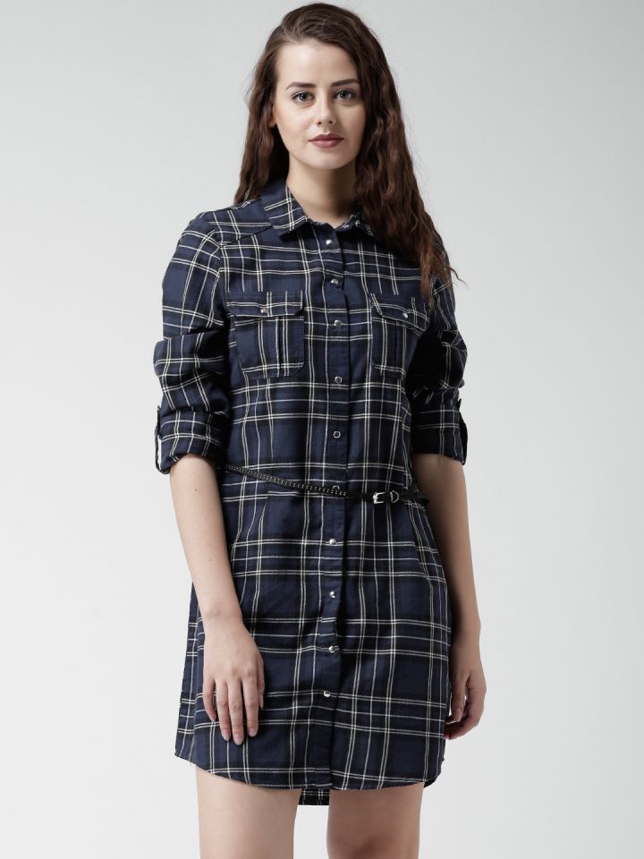 Buy New Look Blue Checked Shirt Dress Dresses for Women