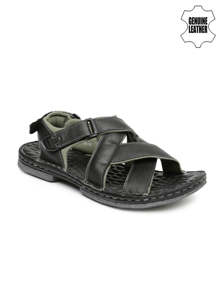 Buy Lee Cooper Men Black Leather Sandals Sandals for Men 1302405