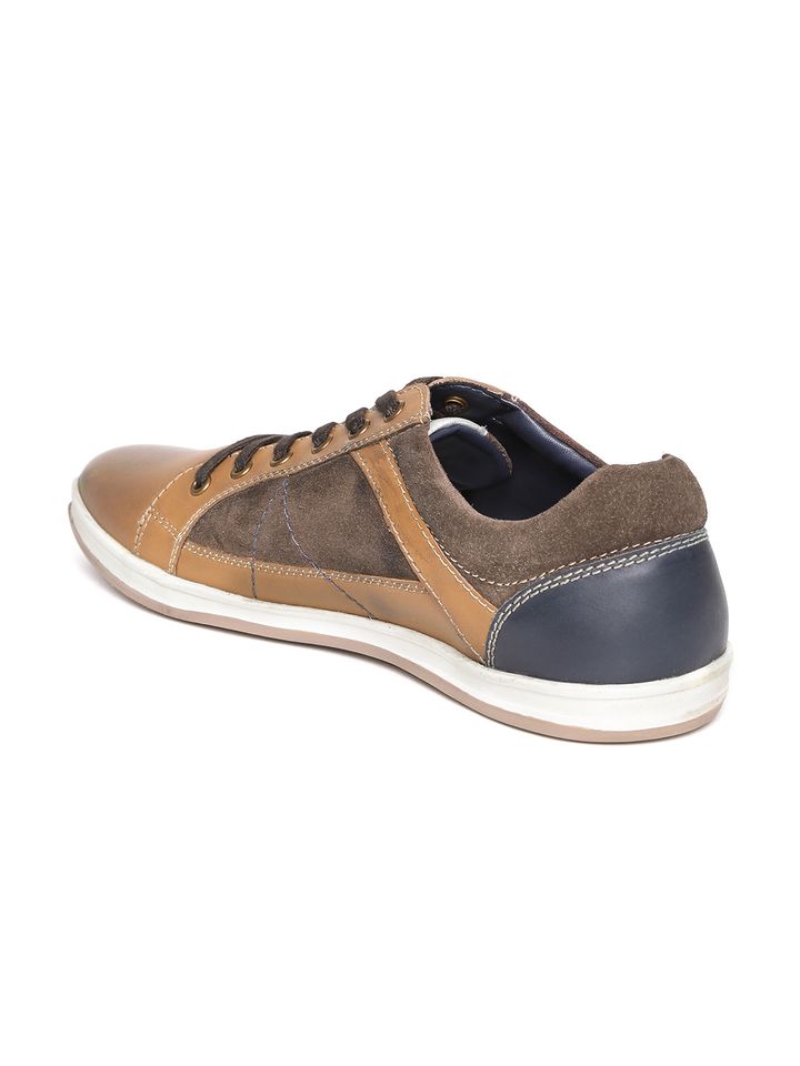 Buy ID Men Brown Leather Casual Shoes 