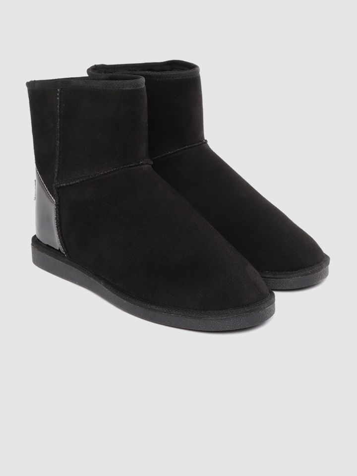 Buy Carlton London Women Black Solid Mid Top Snug Boots