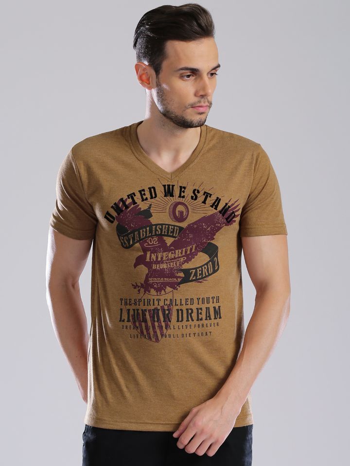 Buy Integriti Brown Printed T Shirt 
