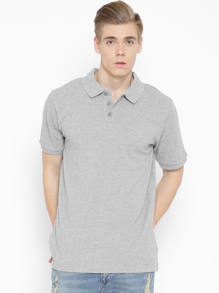 DC Grey Melange Polo Pure Cotton T shirt