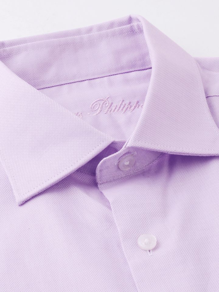 Buy Louis Philippe Men White & Purple Wrinkle Free Striped Formal