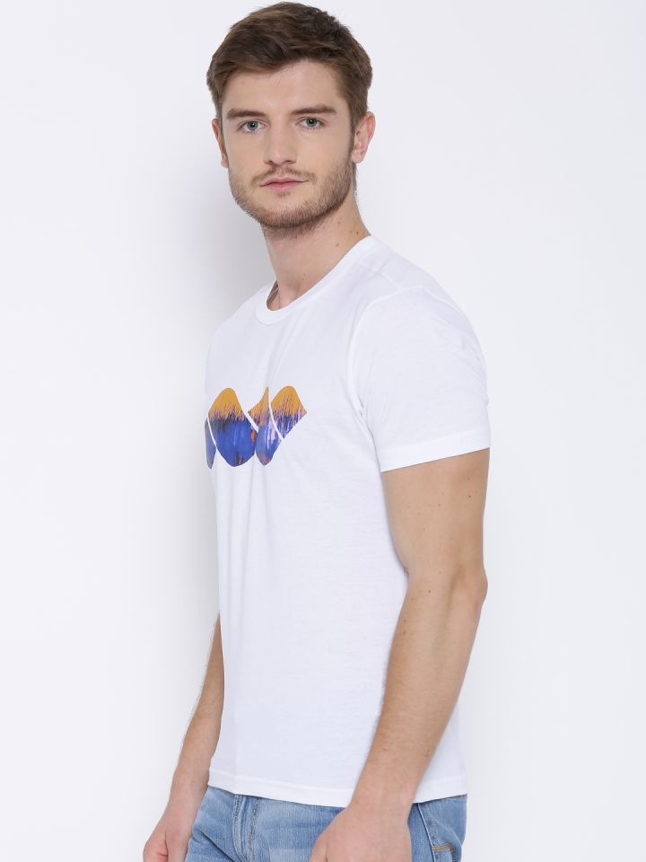 Spunk White Printed Detail Pure Cotton T shirt