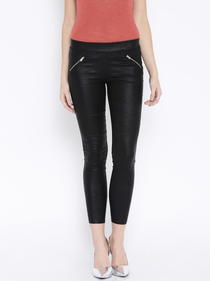 black jeggings myntra