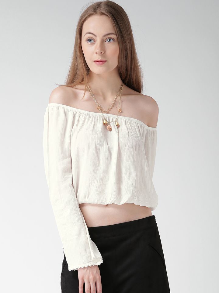 Buy Forever 21 Off White Off Shoulder Crop Top Tops For Women