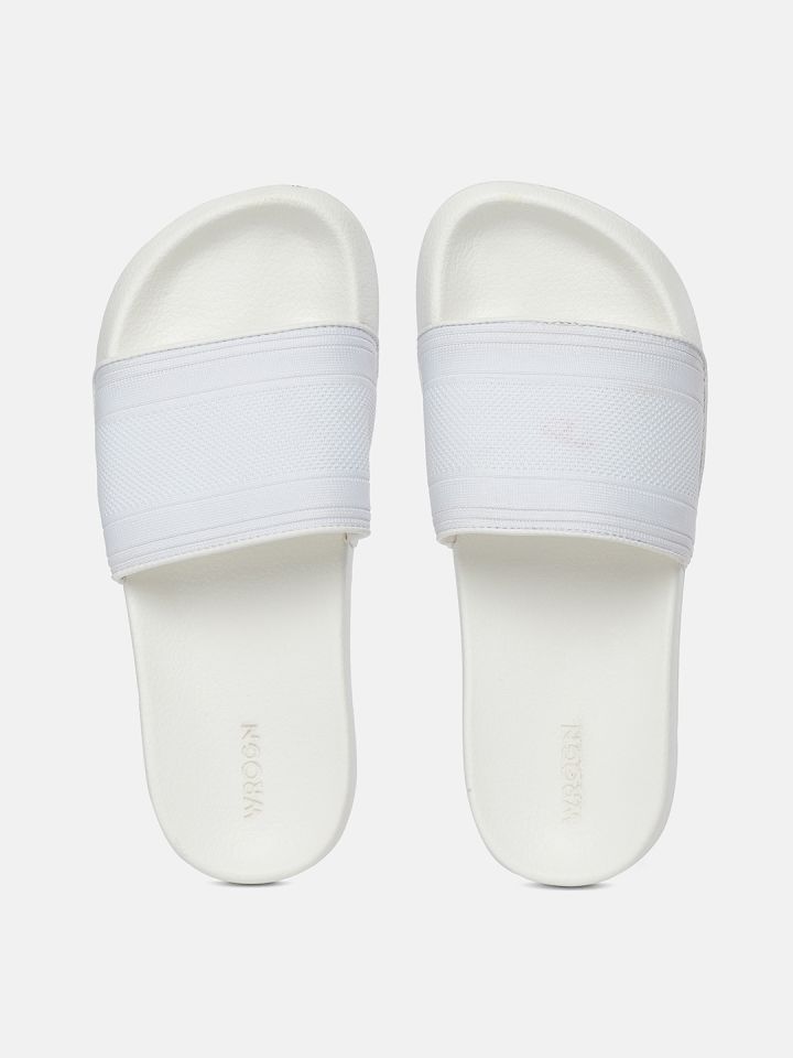 Buy WROGN Men White Solid Sliders Flip Flops for Men 13503260