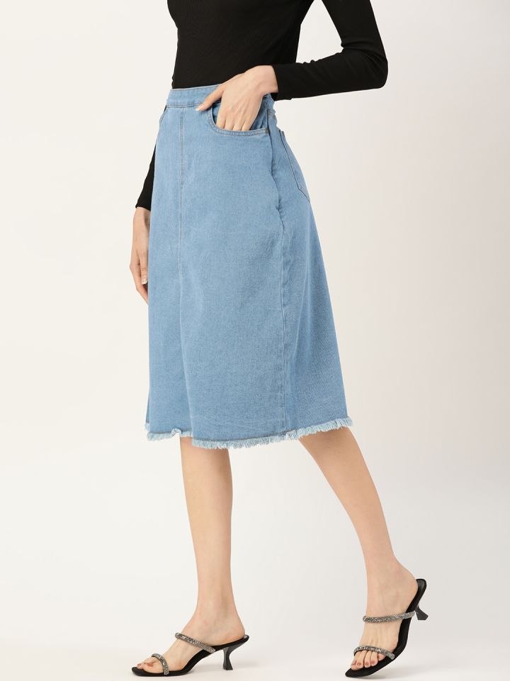 all about you Blue Denim A Line Skirt