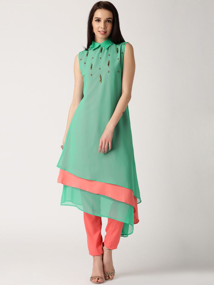 Buy Indusdiva By Neeta Lulla Green Churidar Kurta Kurta Sets For Women 1352376 Myntra For more details, visit the below link. indusdiva by neeta lulla green churidar kurta