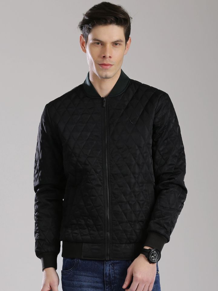 hrx men black solid padded jacket