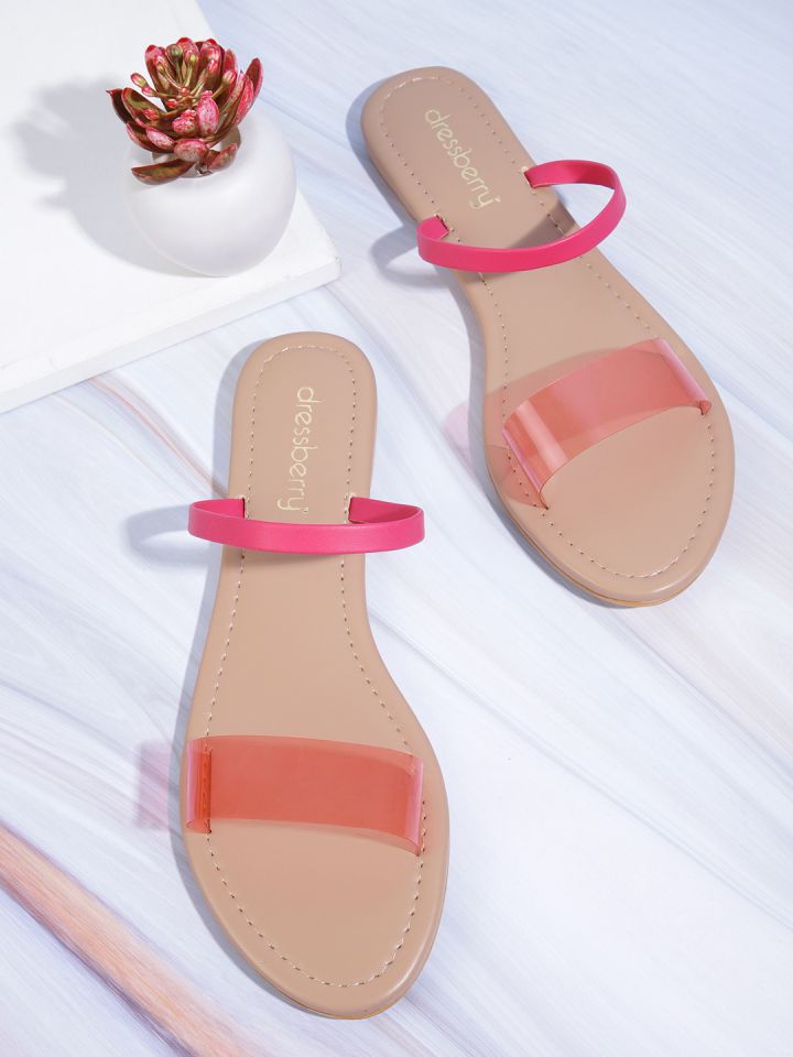 Buy DressBerry Women Fuchsia Pink Solid Open Toe Flats Flats for
