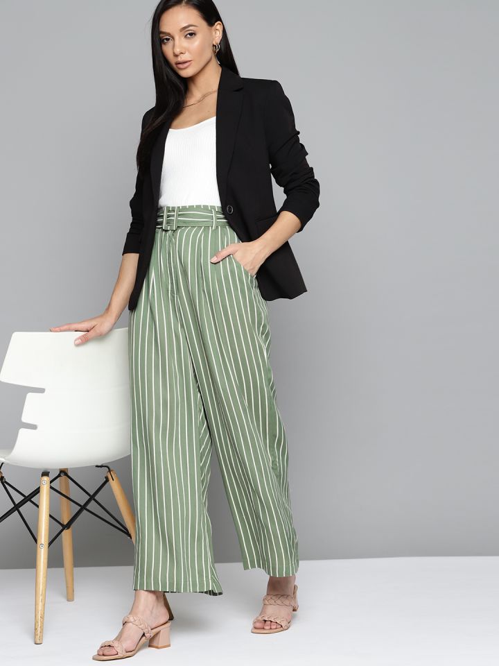 Striped on sale ladies trousers