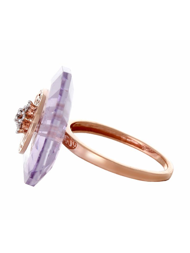 Mia by Tanishq 2.69 g 14 Karat Rose Gold Precious Ring with Diamonds Amethyst