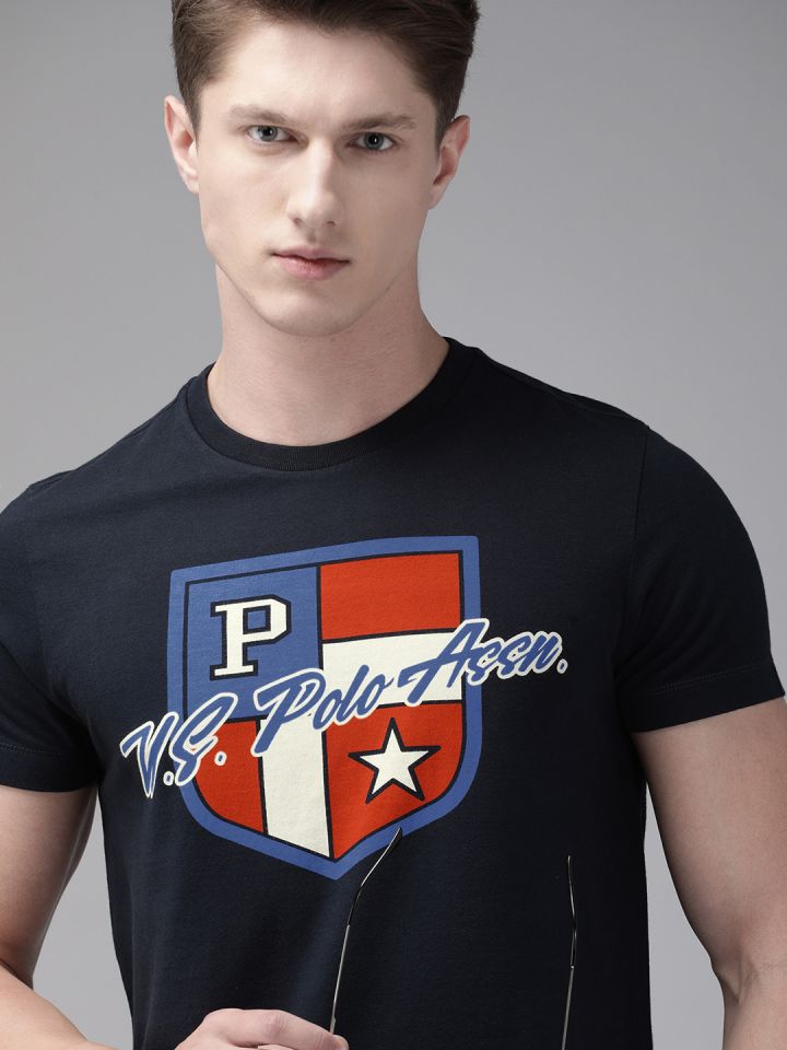Buy U.S. Polo Assn. Denim Co. Men Navy Blue Printed Round Neck