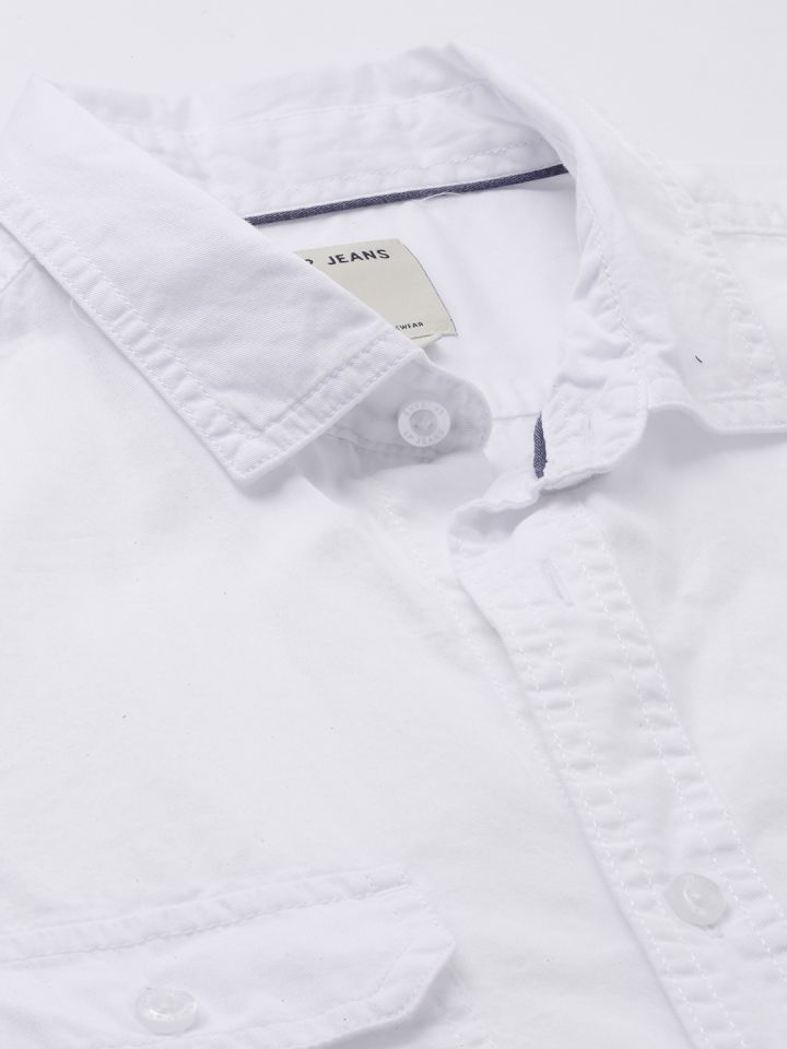 Louis Philippe Men's Solid Slim Fit Casual Shirt Matte White Size - XL :  : Clothing & Accessories