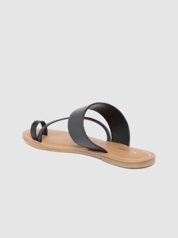Buy Allen Solly Women Black Solid One Toe Flats Flats for Women