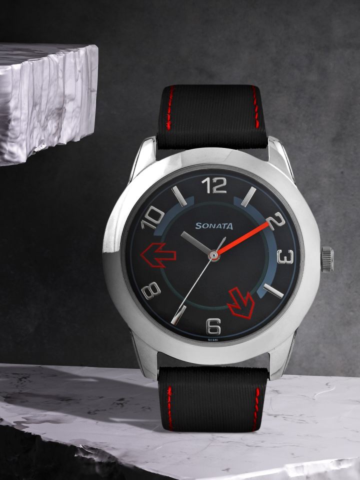 Buy Sonata Men Black Dial Watch NC7924SL04 Watches for Men