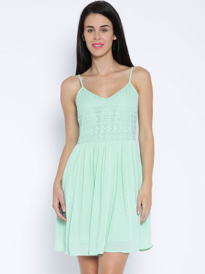 Mint green fit and flare dress top