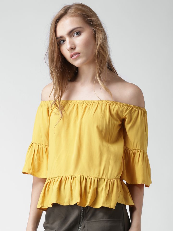 Forever 21 yellow off shoulder top sale