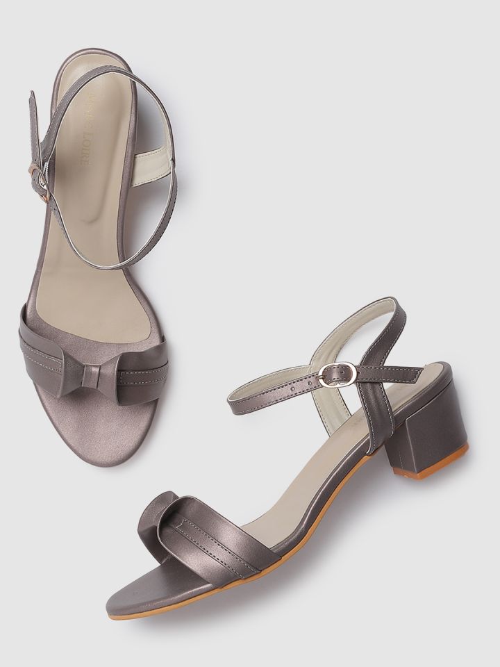 Grey low sales heel sandals