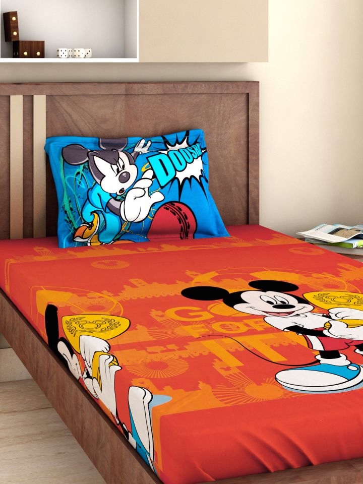 Buy BOMBAY DYEING Mickey Mouse Kids Red 180 TC Cotton Single