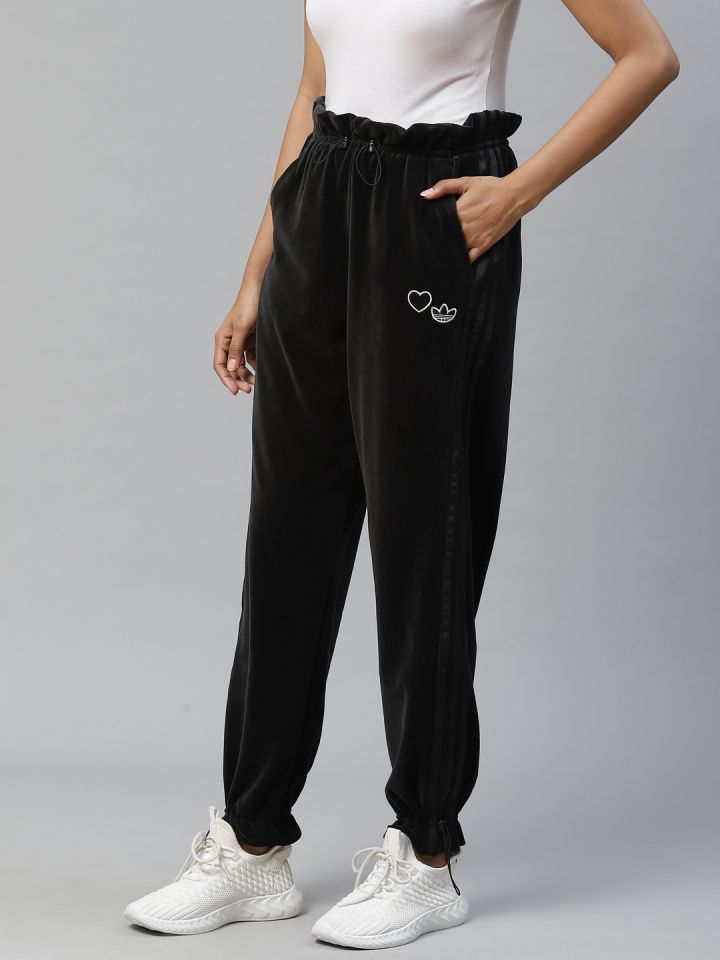 Buy ADIDAS Originals Women Black Solid Velvet Finish Joggers