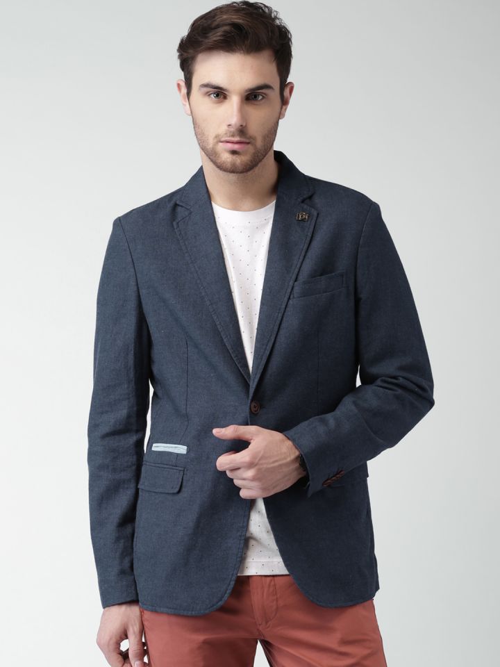 Buy Selected Homme Identity Navy Linen Slim Fit Single Breasted