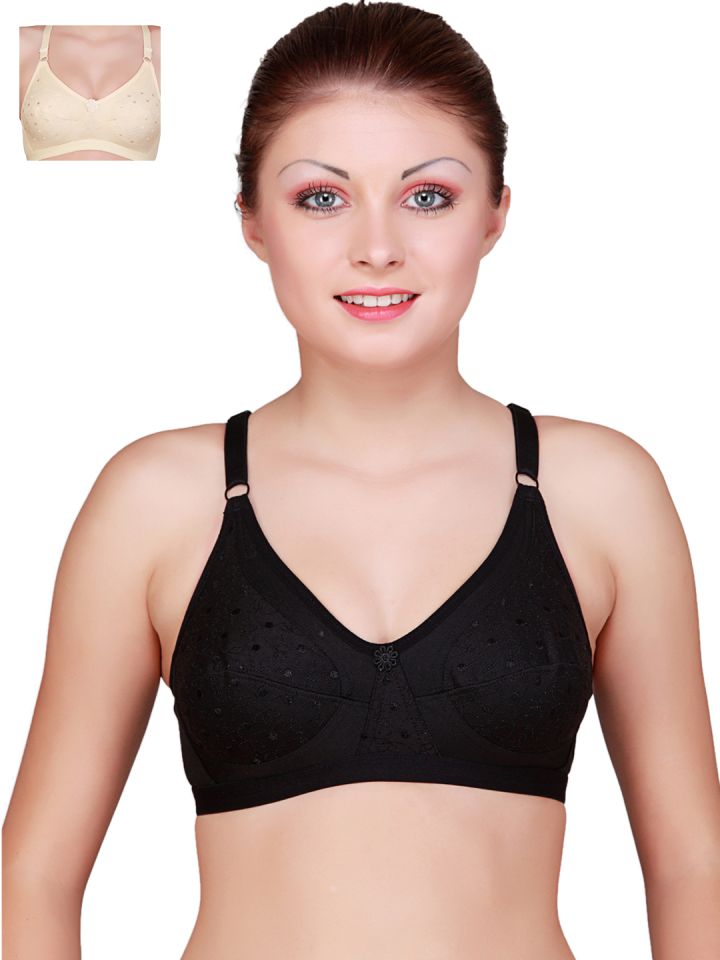 Buy Floret Women Pack Of 2 Full Coverage Bras T3033_Black