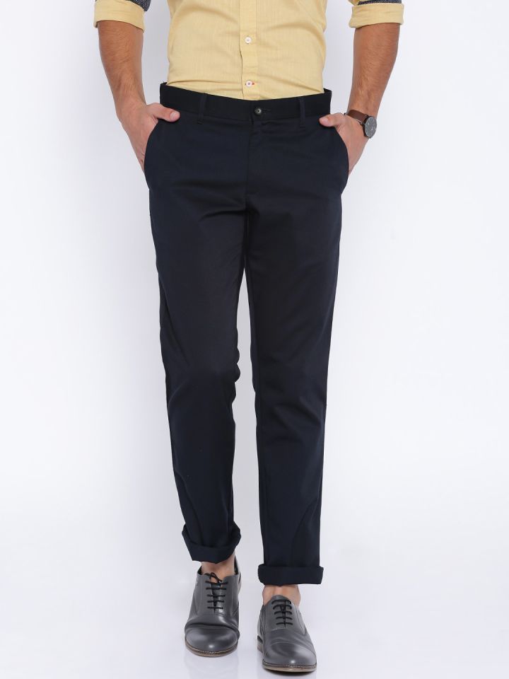 Buy MONTE CARLO Natural Solid Cotton Blend Skinny Fit Mens Trousers   Shoppers Stop