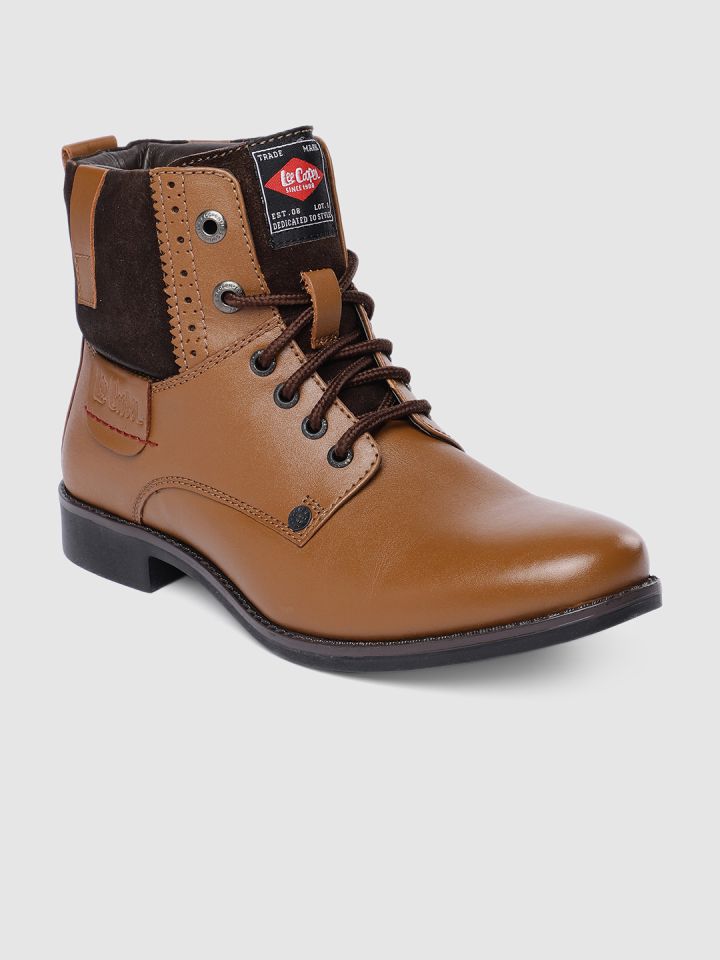 Lee Cooper Men Leather High Top Flat Boots