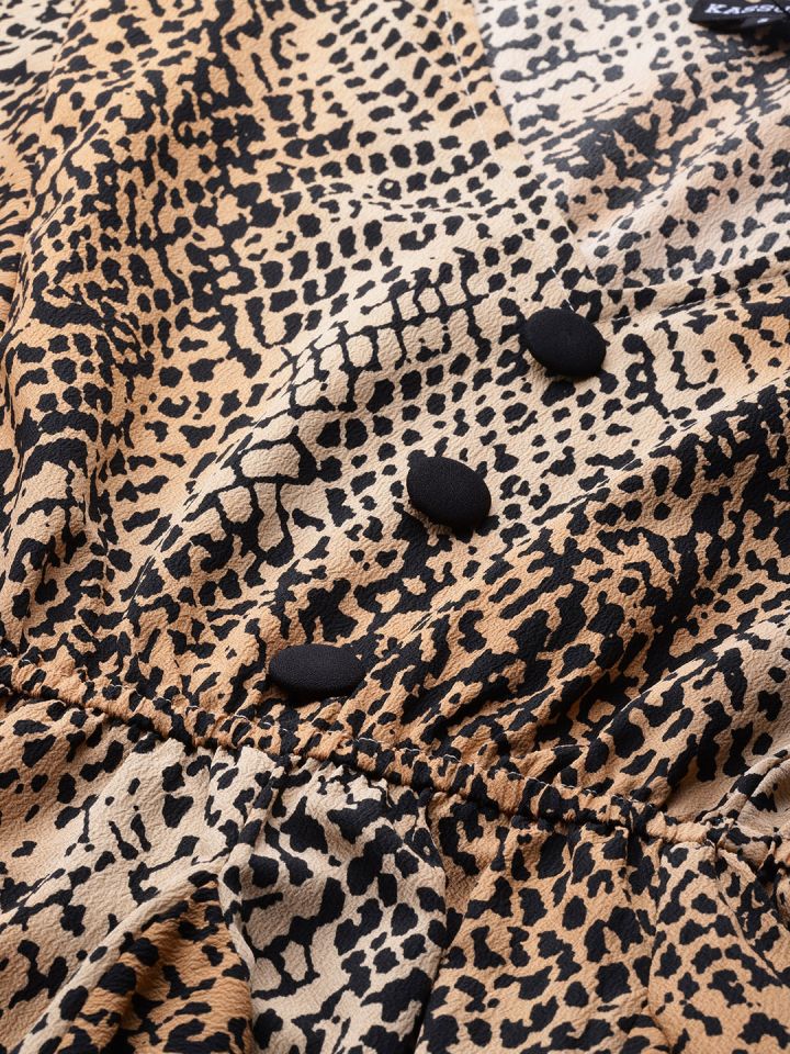 Buy KASSUALLY Beige Black Animal Print Fit Flare Dress