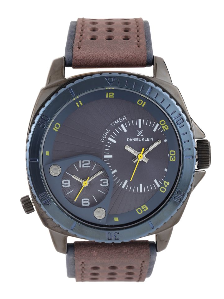 Daniel Klein Premium Men Black Textured Dual Dial Watch DK11027 6
