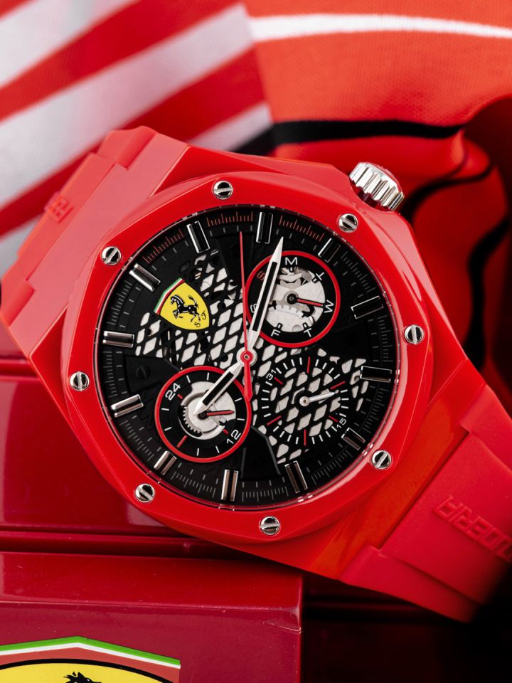 Buy SCUDERIA FERRARI Men Black Red Multi Function Watch