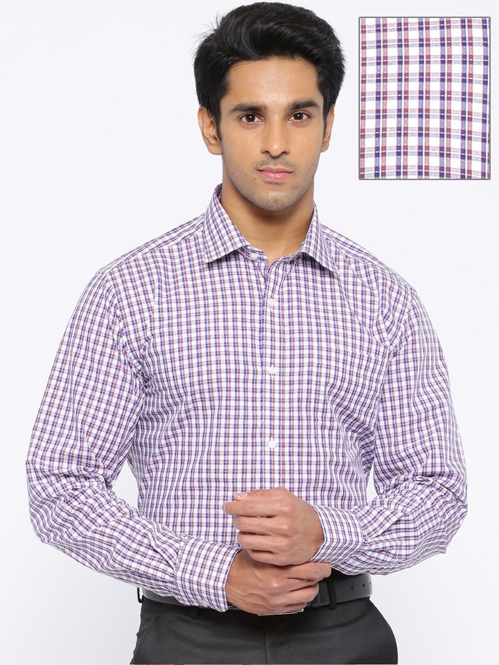 Buy Peter England White \u0026 Brown Checked 