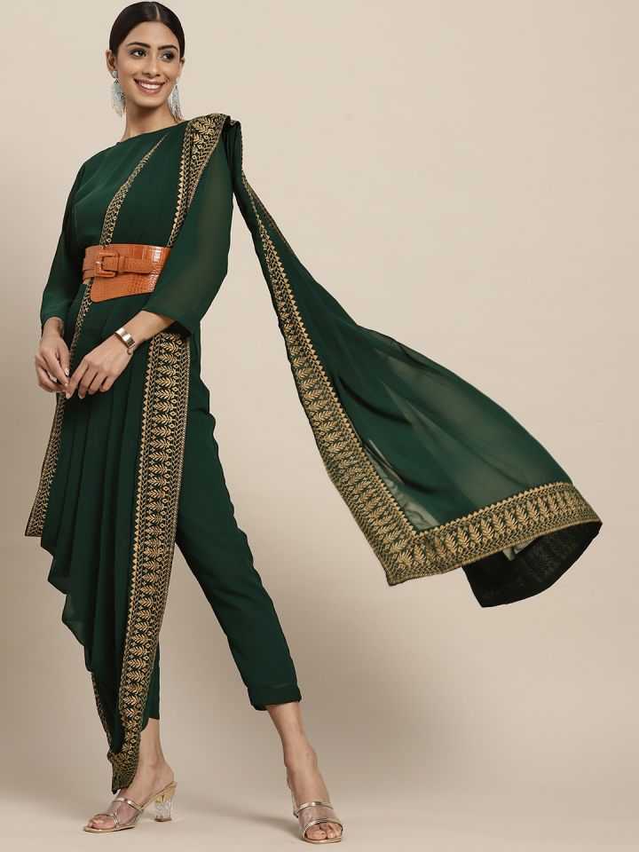 Pant saree on sale myntra