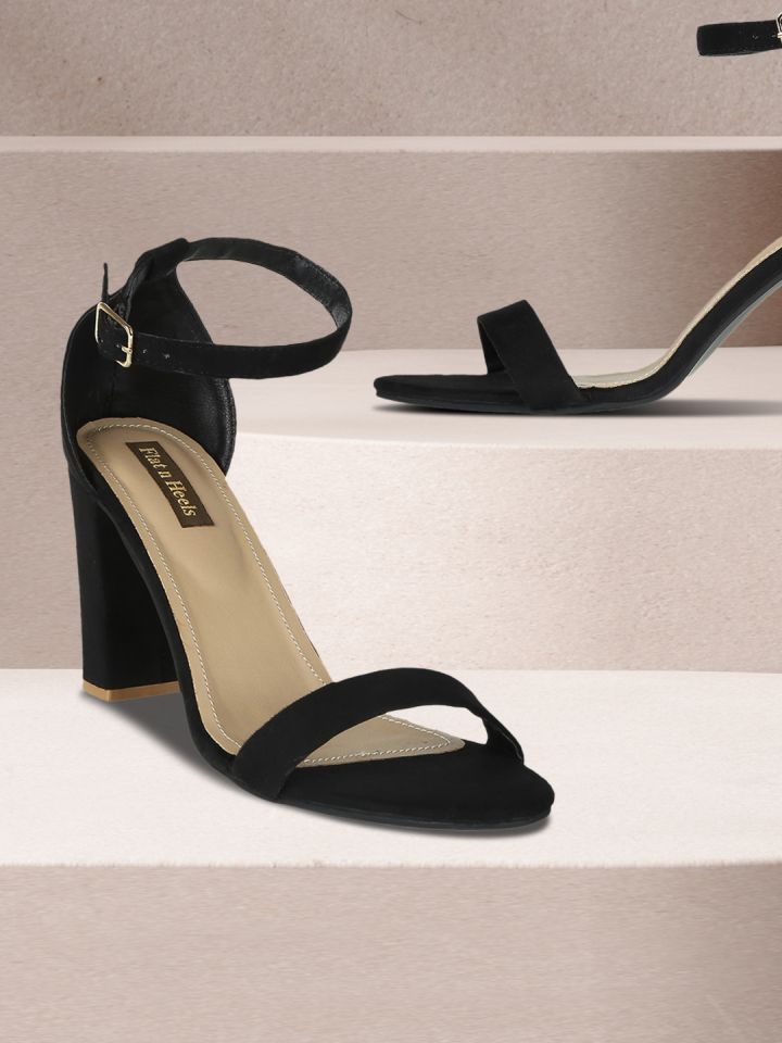 Flat black cheap heels