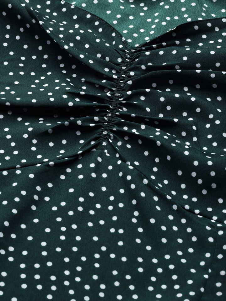 Green dress cheap with white spots