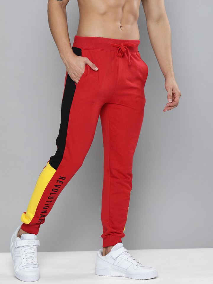 Red and black joggers mens cheap