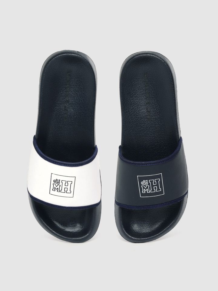 Buy Mast Harbour Men Navy Blue White Printed Sliders Flip