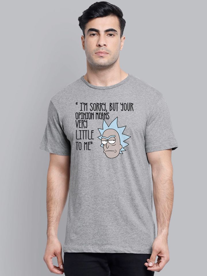 Buy Free Authority Men Rick Morty Grey Printed T Shirt Tshirts