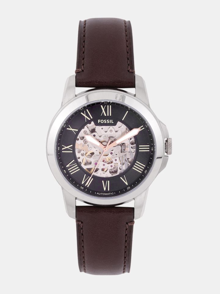 Fossil Men Silver Toned Black Analogue Watch ME3100