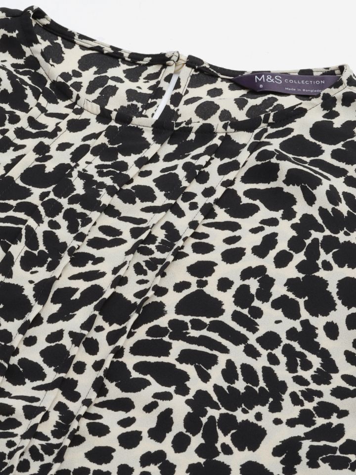 Tall Women's LTS Black Animal Leopard Print Longline Shirt