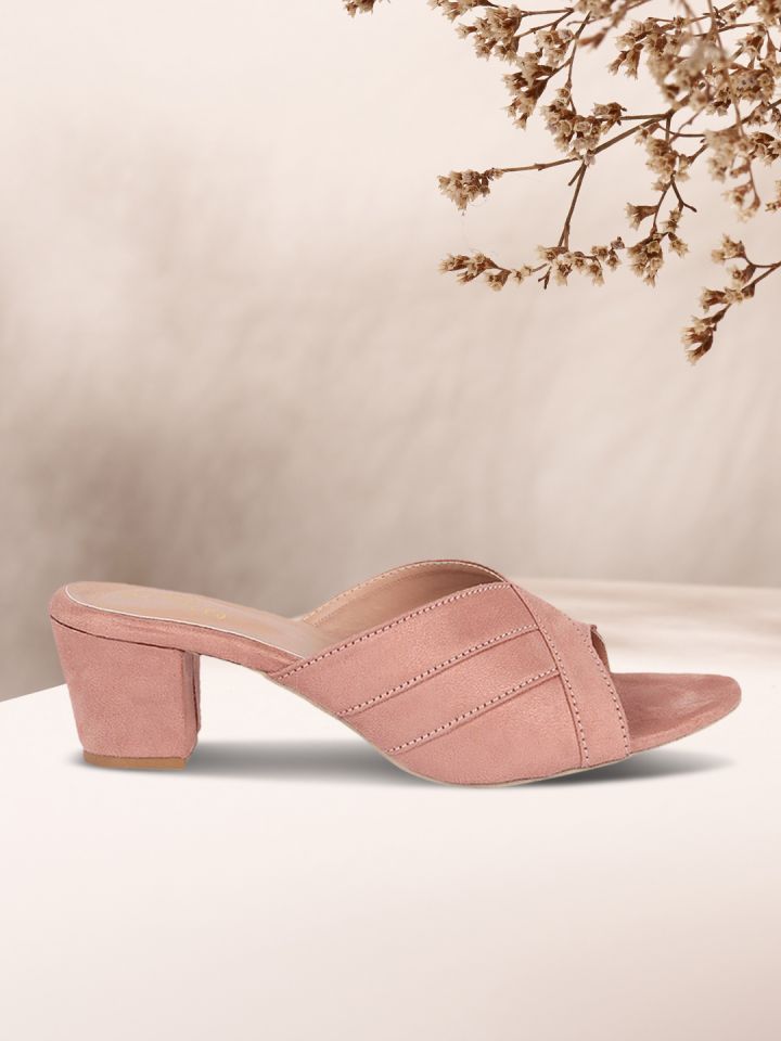 Pink suede block heels clearance