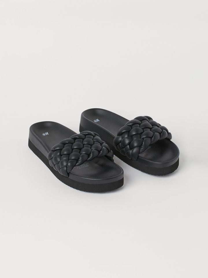 Buy H M Women Black Braided Slides Flats for Women 14045002 Myntra