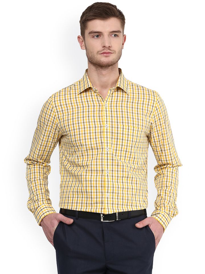 Turtle Yellow \u0026 White Checked Slim Fit 
