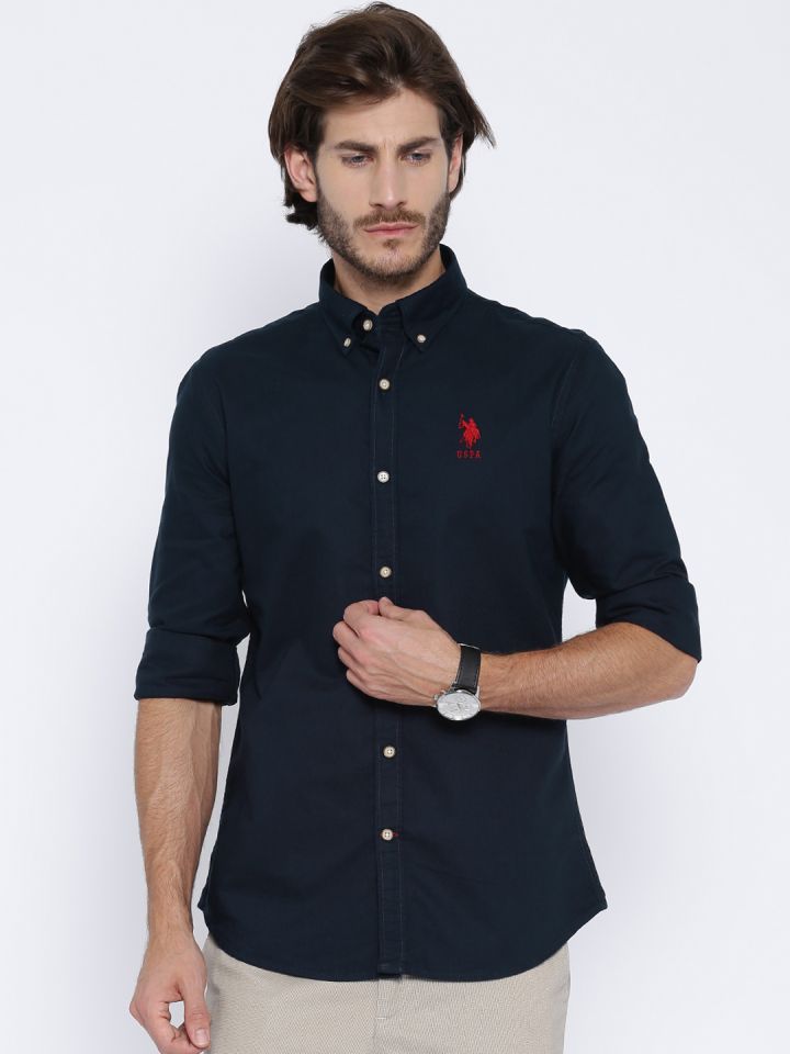 Buy U S Polo Assn Navy Tailored Fit Casual Shirt Shirts For